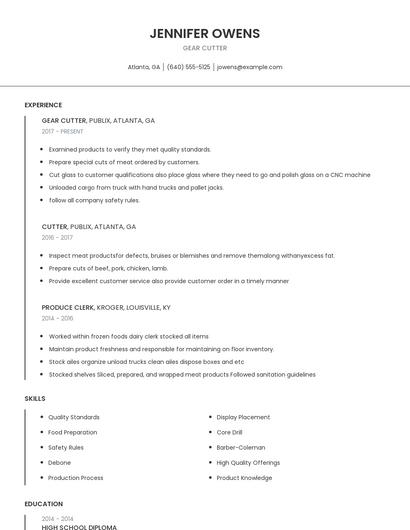 Gear Cutter Resume