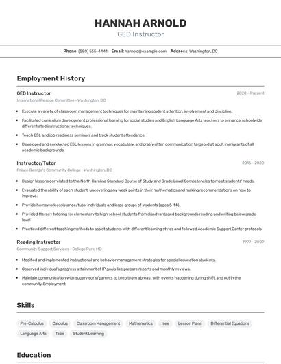 Resume example 2
