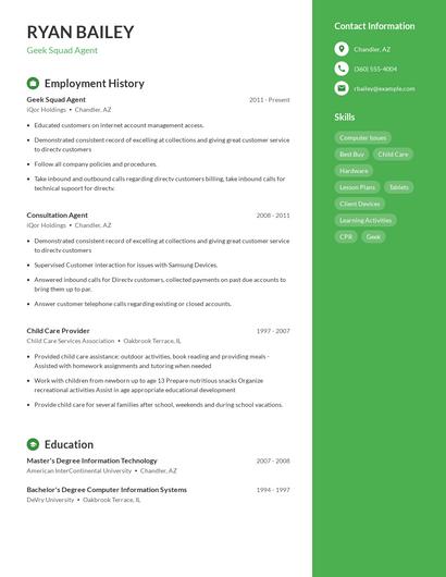 Resume example 4