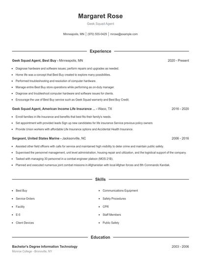 Resume example 1