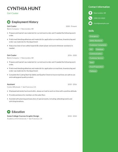 Gel-Coater Resume