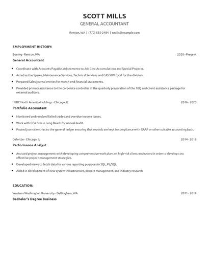 General Accountant Resume