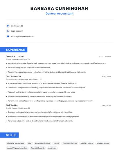General Accountant Resume