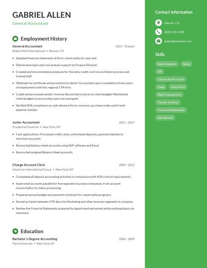 General Accountant Resume