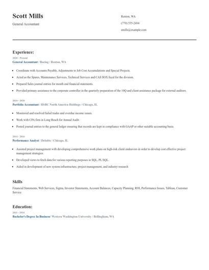 General Accountant Resume