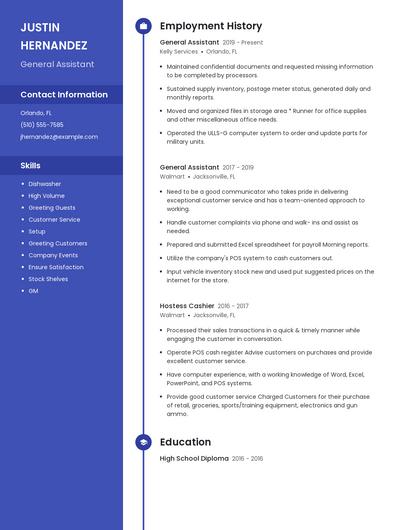 General Assistant Resume