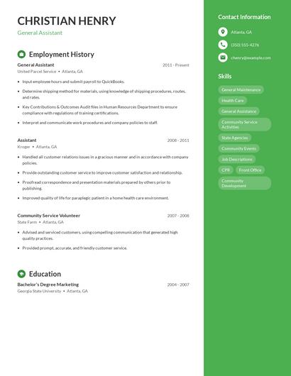 General Assistant Resume