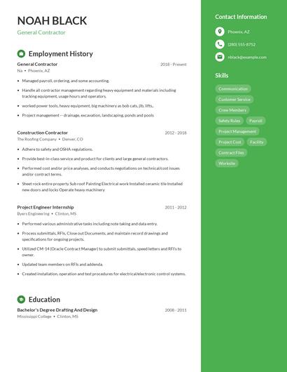 General Contractor Resume