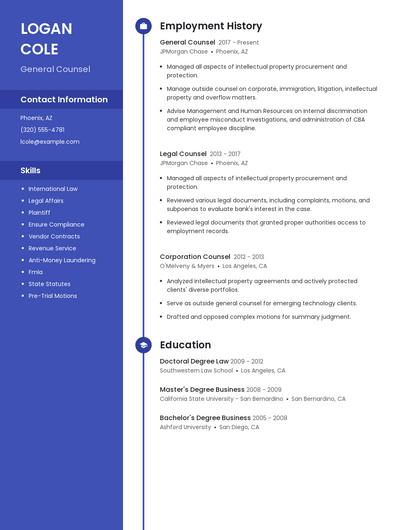 General Counsel Resume