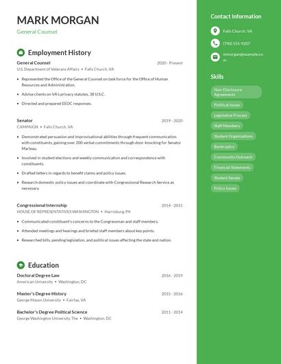 General Counsel Resume