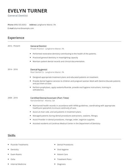 General Dentist Resume