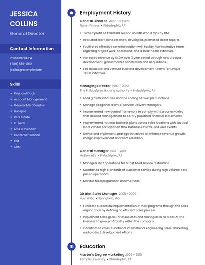 General Director Resume