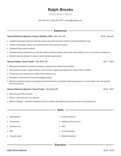 Resume example 1