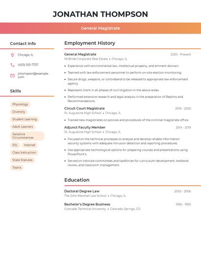 General Magistrate Resume