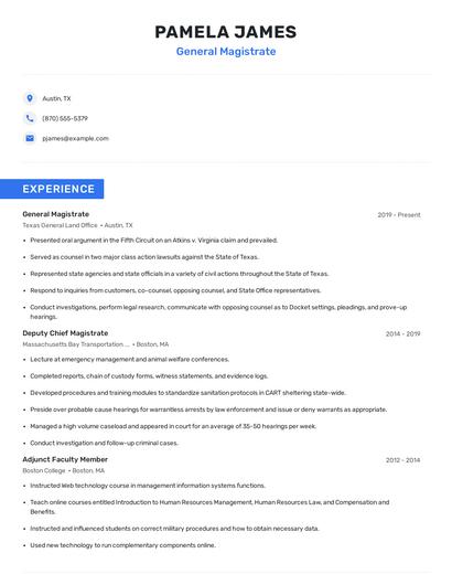 General Magistrate Resume
