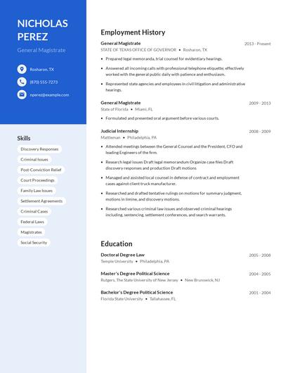 General Magistrate Resume