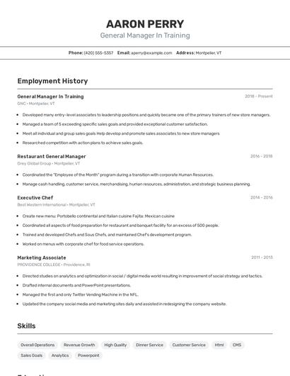Resume example 2