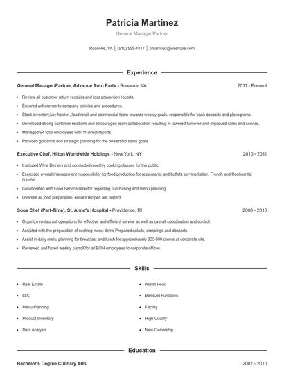 Resume example 1