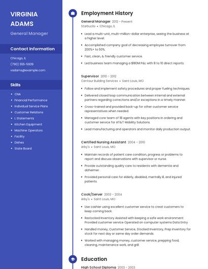 General Manager Resume
