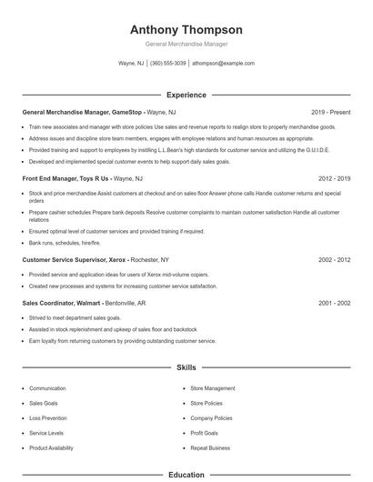 Resume example 1