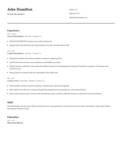 General Merchandiser Resume
