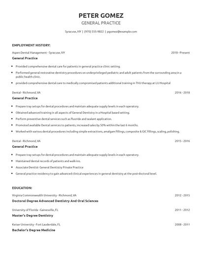General Practice Resume