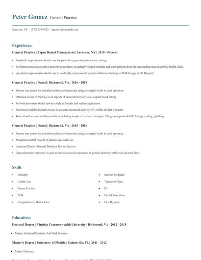 General Practice Resume