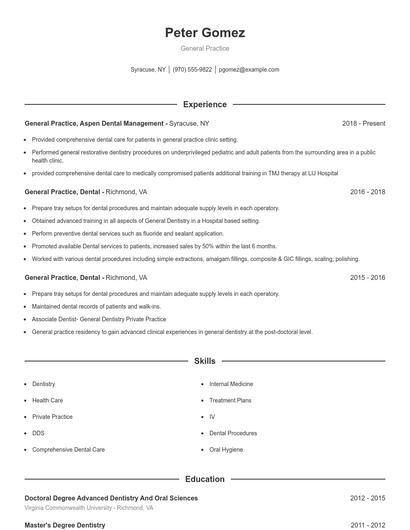 General Practice Resume