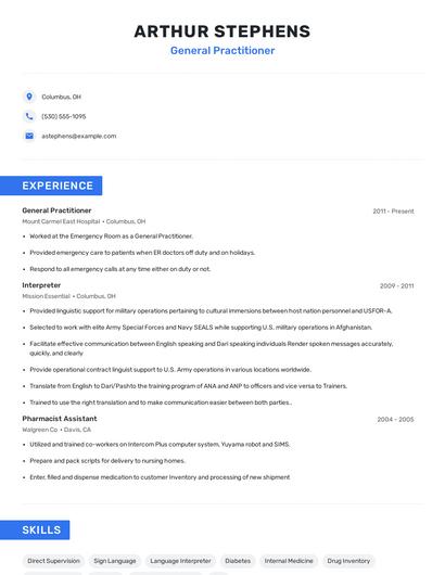 General Practitioner Resume