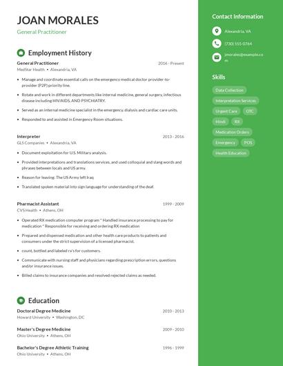 General Practitioner Resume