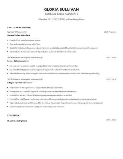 General Sales Associate Resume