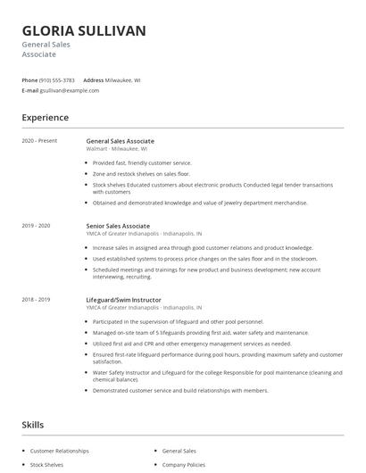 General Sales Associate Resume