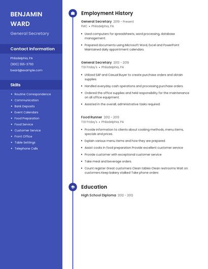General Secretary Resume