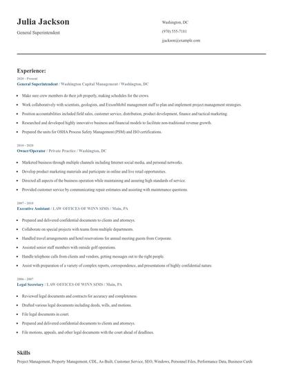 General Superintendent Resume