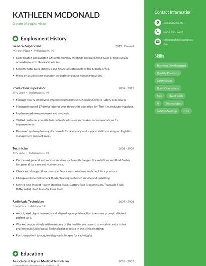 Resume example 4