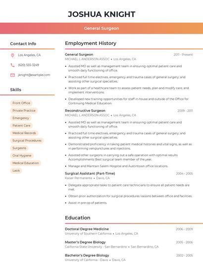 General Surgeon Resume