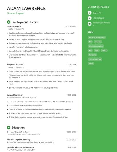 General Surgeon Resume