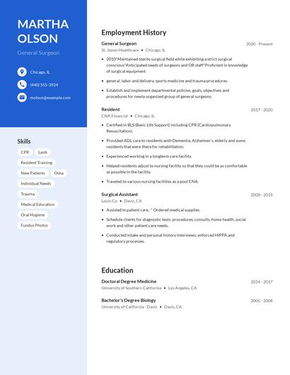 General Surgeon Resume