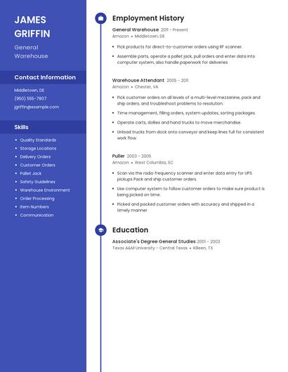 General Warehouse Resume