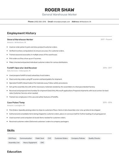 Resume example 2