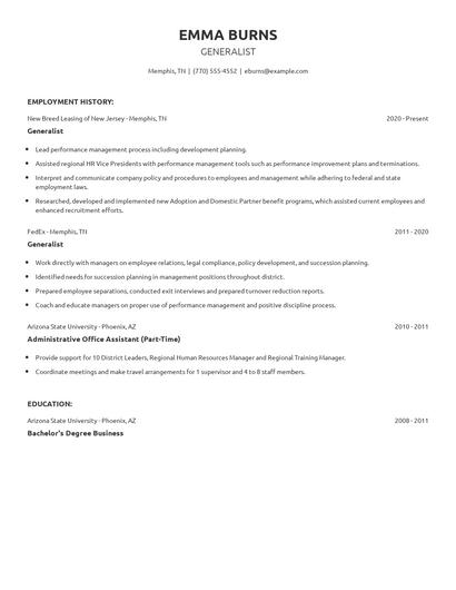 Generalist Resume