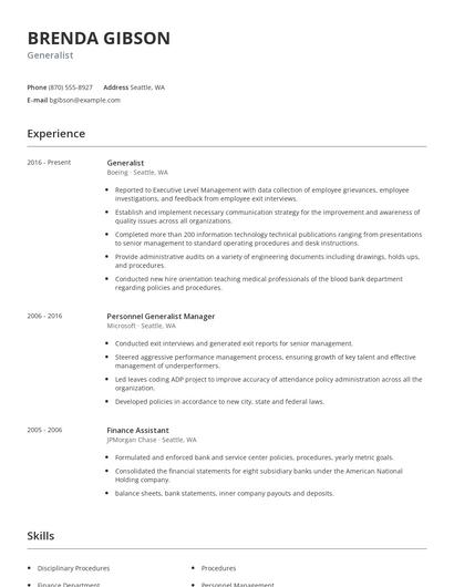 Generalist Resume