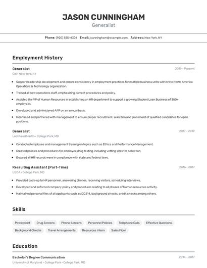 Generalist Resume