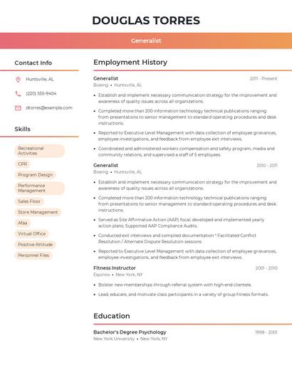 Generalist Resume