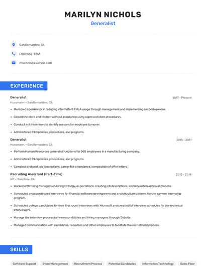 Generalist Resume