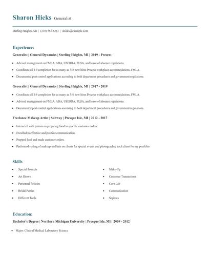 Generalist Resume