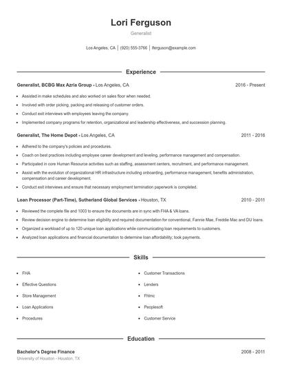 Generalist Resume