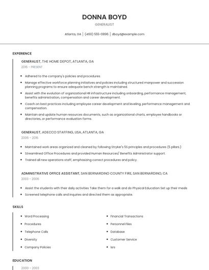 Generalist Resume