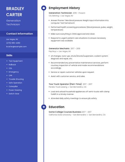 Generation Technician Resume