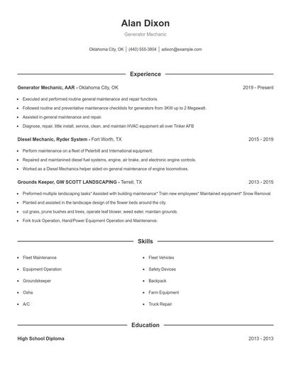 Resume example 1